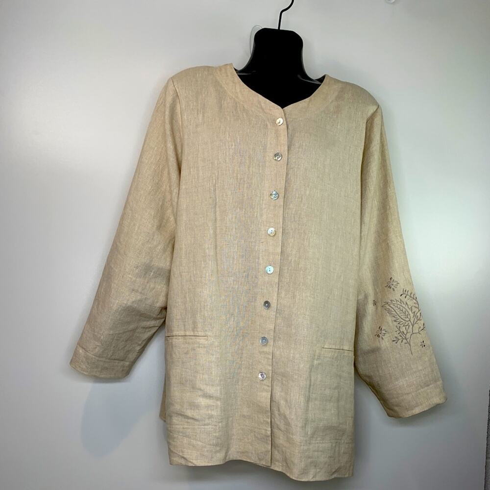 Vintage Ulla Popken Junonia Embroider Linen Jacket